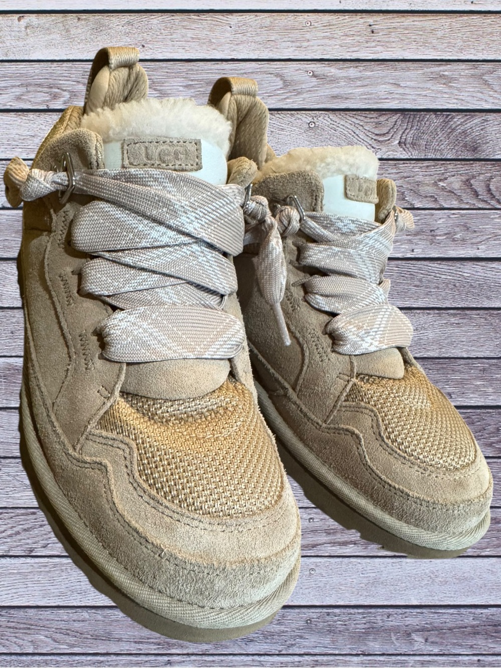 UGG Lowmel Sneakers Sand Tan Chunky Viral Suede Ankle Booties Size Hack 7.5 / 8 - Picture 14 of 16